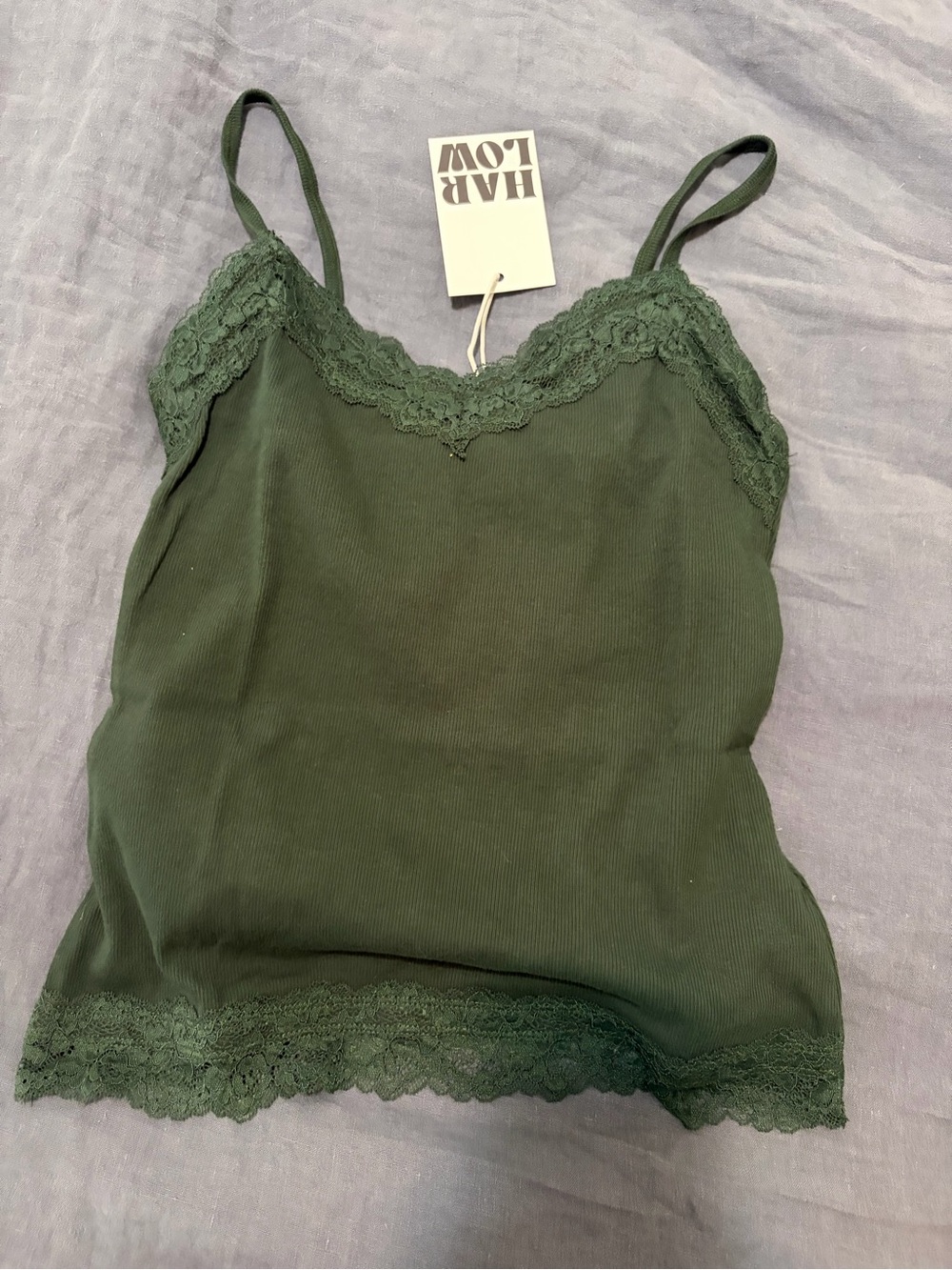 Forest Green Lace Trim Cami Top XL
